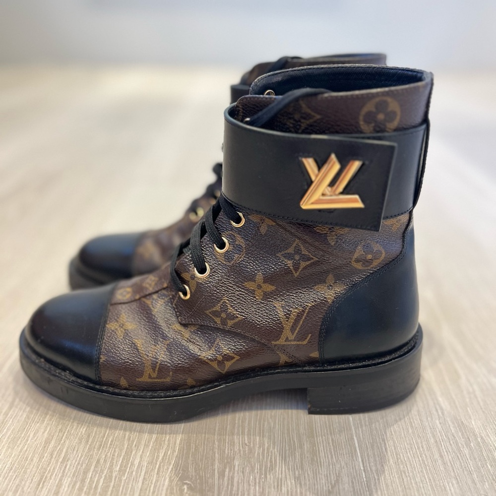 Authentic Louis Vuitton Monogram Flat Ranger Boots - image 1